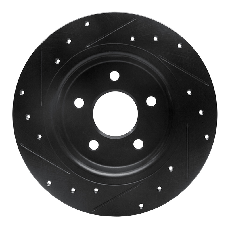 Volvo V50 Brake Rotor (1) - Rear Right - R1 Concepts - Drilled & Slotted - Black - `04-`13
